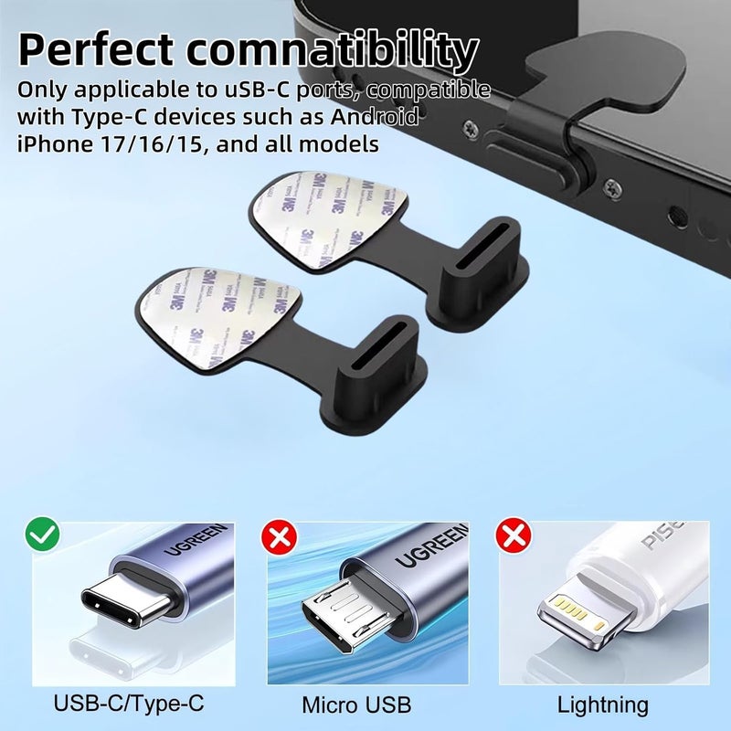 HUACAA 10 PCS Type C Anti Dust Plugs Cover Type C Port iPhone Dust Plug, USB C Dust Cover, Anti-Lost USB C Charging Port Dust Covers Protectors for iPhone 15/16/17 Plus Pro Max, Samsung (Type-C dust Cap) - Image 3